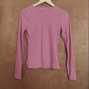 Abercrombie & Fitch Double Lined Long Sleeve Baby Tee Red Violet Fuschia Pink